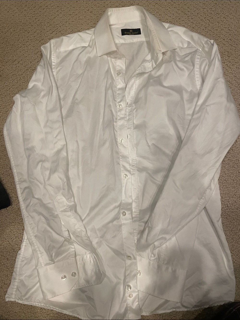 Men's Classic White Dress Shirt with Spread Collar